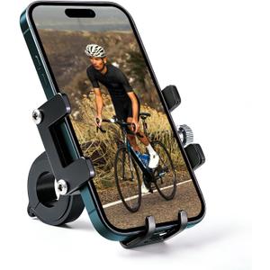 Ravemen Bike Phone Holder, 6066 Aluminum Motorcycle Phone Mount for 4-7'' Cell Phones with 4+1 Anti-Vibration Pads, Bicycle Scooter Phone Clamp Fit 20-35mm Handlebars