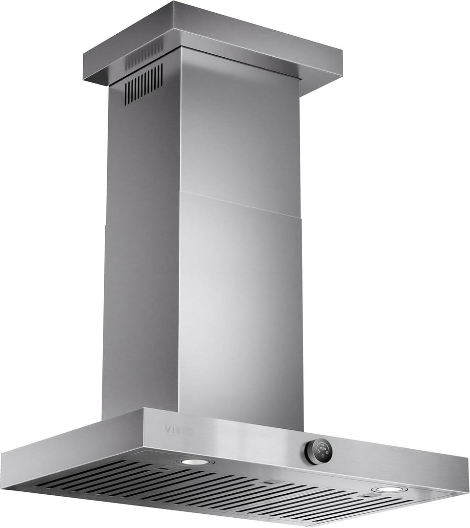 30 Inch Wall Mount Range Hood 1200CFM, Stainless Steel Convertible Ductless/Ducted Stove Vent Hood, Low Noise Kitchen Vent Hoods with Duct Cover, 2 Lights 3 Baffle Filters, Touch & Knob Control