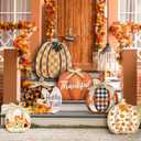 Moucuny Set of 6 Outdoor Fall Thanksgiving Decor for Porch Home Pumpkin, 15.75 inches x 11.81 - 23.62 inches