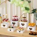 PPH-Sisy 3 PCS Buffet Risers Display Stands, Food Risers with Love Design, Acrylic Risers for Display for Food, White Dessert Table Display Set for Party, Acrylic Cube Storage Boxes Size (6", 7", 8")