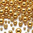 Junkin 300 Pcs Christmas Vase Filler Faux Pearls Vase Makeup Beads Bulk No Hole Gloss Pearl Beads Mixed Sizes Round Pearls for Wedding Home Table Birthday Decoration, 8/14/20 mm (Gold)