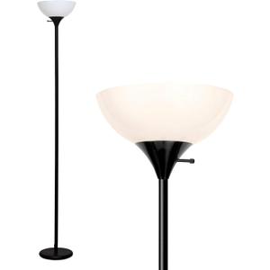 Brightech Sky Dome Dimmable LED Floor Lamp, Torchiere Floor Lamp for Living Room, Bedroom, & Office  Tall Torch Standing Lamp for Reading, Modern Home Decor  Jet Black