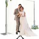 Pipe and Drape Backdrop Stand Kit, Heavy Duty Backdrop Stand 8.6ftx10ft, Adjustable Background Stand for Photography, Wedding, Party, Events Decoration (Sliver)