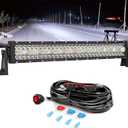 LANGBO-20-Inch Triple-Row LED Light Bar, 120W Ultra-Bright Off-Road Light, 12,000 Lumens Spot & Flood Combo, 12V Wiring Harness for Pickup, SUV, ATV, UTV, Roof, Bumper, Driving Fog Lights