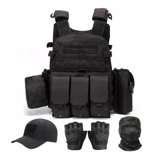Tactical Vest for Men, Airsoft Vest, Black Molle Vest and Cap Protective Equipment, Tactical Airsoft Gear