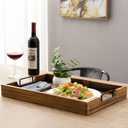 MyGift Burnt Wood Large Serving Tray with Handles, 20 x 14 Ottoman Tray, Breakfast, Coffee Server Tray