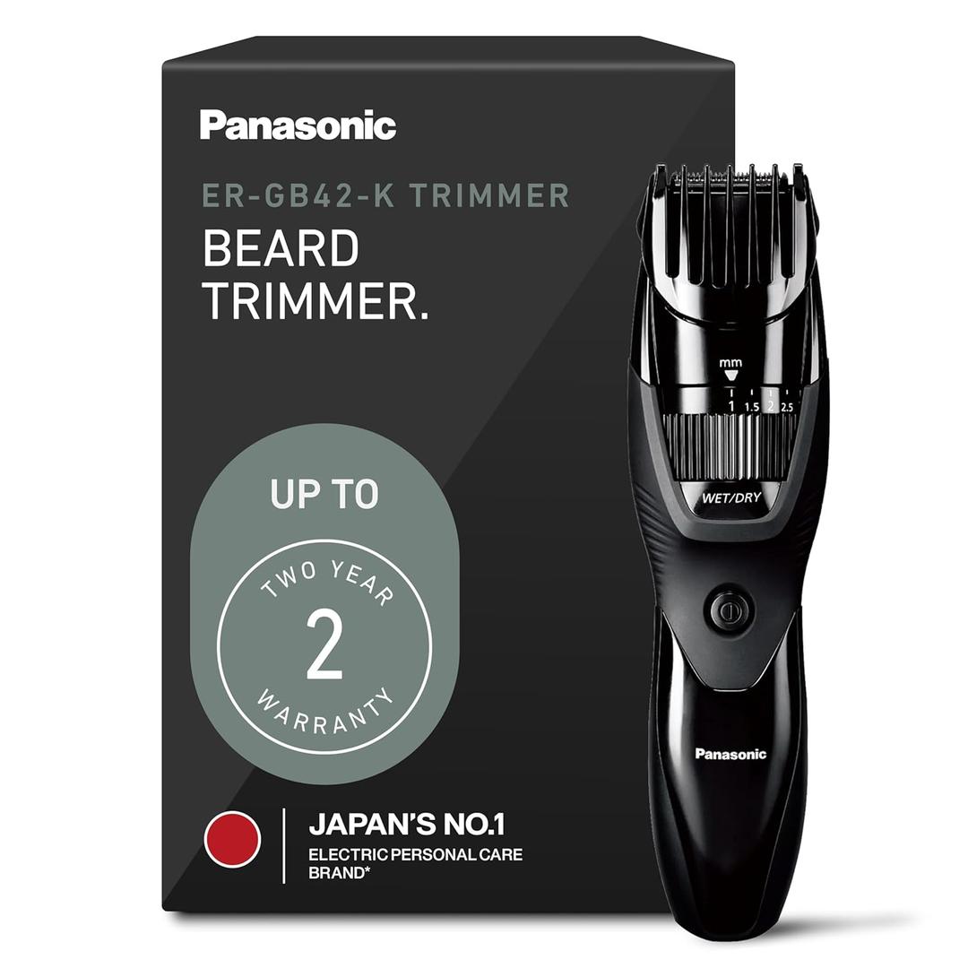 Panasonic Cordless Beard Trimmer for Men with Precision Dial, 19 Adjustable Length Settings, Rechargeable Battery, Washable - ER-GB42-K (Black) (0.5-10mm hair length)
