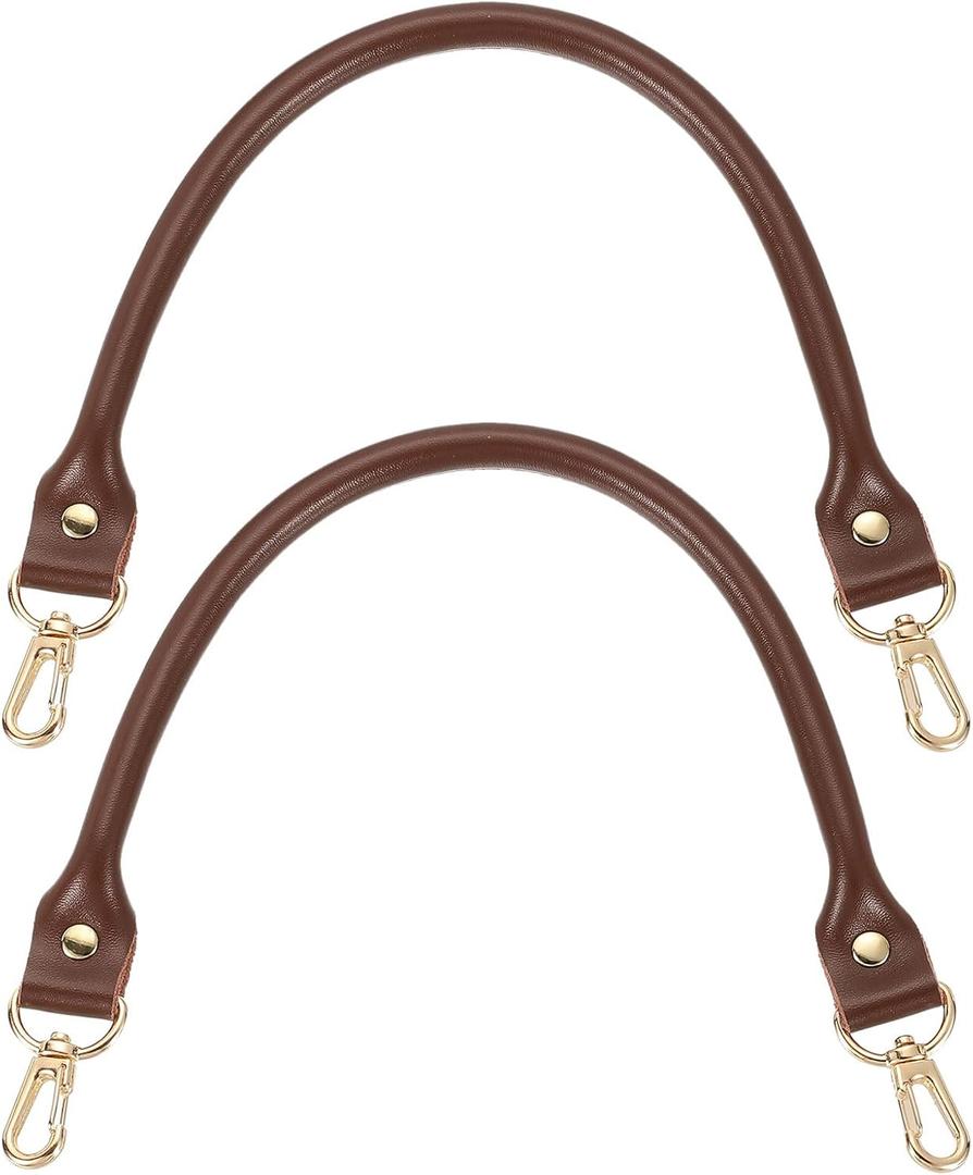 uxcell Leather Purse Strap, 2Pcs 400mm/15.75" Cowhide Purse Replacement Handle for Women's Handbag Underarm Bag Tote (Dark Brown)