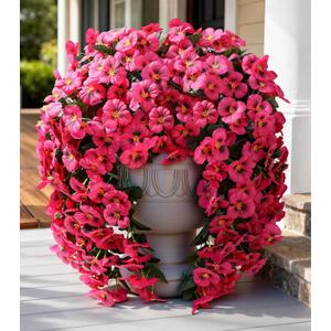 HyeFlora Artificial Flowers for Outdoors, 2pcs Faux Silk Pansies Flowers UV Resistant Fake Hanging Flower Plants for Outside Planters Porch Yard Patio Window Box (Rose)