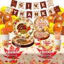 Thanksgiving Party Supplies 212 PCS Disposable Plates Tablecloth Napkins Cups Banner Balloons Thanksgiving Party Decorations Fall Party Supplies Dinnerware Set Serves 24 Friendsgiving (Autumn Harvest)
