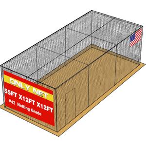 Baseball Batting Cage Netting  35'L/55'L/70'L 1.75" Mesh Batting Cage Only Net for Professional Fully Enclosed PE Baseball Cage Net with Door, Without Frame