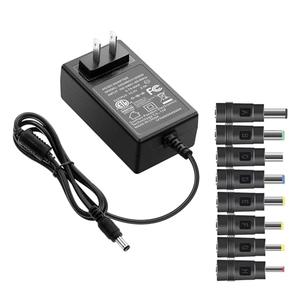 Kado Power Adapter 12V-2A 1.5A 1.25A 1A AC/DC Power Cord 5.5x2.1mm with 8 Tips Made for Sceptre Monitor, Echo Smart Speaker & Display, Webcam, Router, Mini PC, Projector, CCTV, Bluetooth Speaker