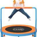 YORIN 36" Toddler Trampoline Indoor Mini Trampoline for Toddlers Kids Baby Child Small Foldable Trampoline Inside Outdoor with Adjustable Handle, Toddler Kids Toys for Ages 1-6, 250LBS (Orange)