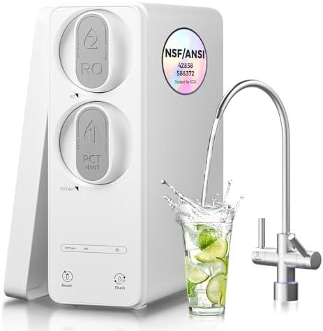 Ecoviva 600GPD Reverse Osmosis Water Filter, 8 Stage Under Sink RO Water Filtration System, Meets NSF/ANSI 58, Fast Flow, 2.5:1 Pure to Drain, Reduces PFAS, White: Amazon.com: Tools & Home Improvement