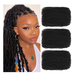 Afro Kinkys Bulk Human Hair For Braiding Afro Kinky-Curly Human Hair Bulk For Mini Twist Hair Bulk Human Braiding Hair For Micro Locs Extensions,Dreadlocks Extensions,Repair Locs 14inch(1B,35g/pack)