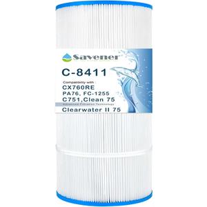 C-8411 Pool Filter Cartridge Replacement for CX760RE, C751, Clearwater II 75, Pro Clean 75, PA76, C-8411, FC-1255, 80755, 75 sq.ft, 1 Pack
