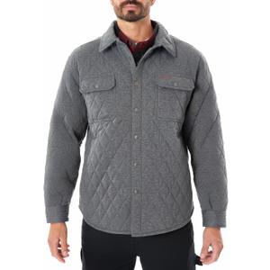 Smith's Workwear Big Men's Snap Closure Diamond Quilted Knit Shirt-jac (4X, Charcoal Heather)