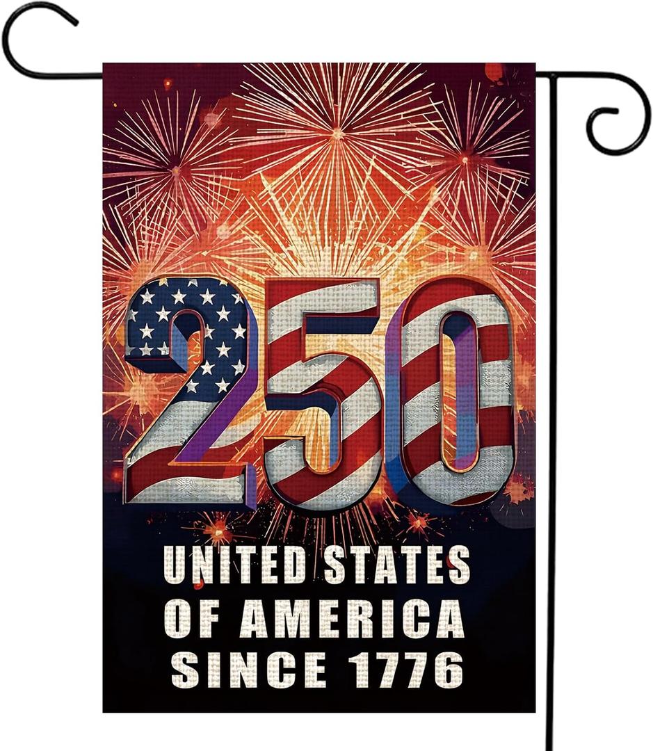 USA 250th Anniversary Garden Flag | 12 x 18 Inch Double-Sided Outdoor American Flag | 1776-2026 Commemorative 250 Year Banner Patriotic Yard Sign for 4th of July Decorations (C)