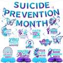 2 x Suicide Prevention Awareness Party Decorations,Include Suicide Prevention Month Banner and Hanging Swirls and Honeycomb Centerpieces for Suicide Prevention Month Party Supplies.