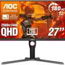AOC 27 Inch Gaming Monitor QHD 180Hz Mini-LED HDR1000, Q27G3XMN | 3440×1440 Computer Monitor, 0.3ms, HDR400, USB 3.2, DP 1.4, HDMI 2.1, Height Adjustable Stand, Audio Out, VESA Mount