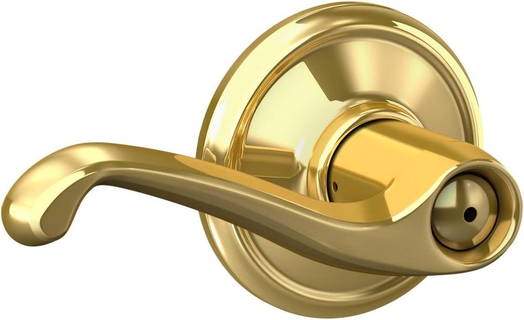 Schlage F40 V FLA 605 Flair Door Lever, Bed & Bath Privacy Lock, Bright Brass (No Size)