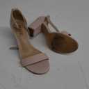IDIFU Nude Heels for Women Cookie-MI Block Heels 3 Inch Sandals Chunky Open Toe Heel Wedding Homecoming Dress Shoes for Women Brides Ladies (Nude Nubuck, 5 B(M) US)