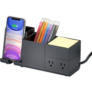 Bostitch Konnect Qi Certified Wireless Charging Desk Accessory Kit with Pencil Cups