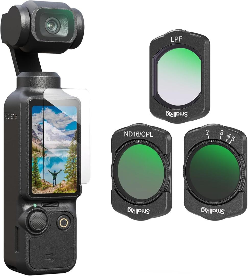 SMALLRIG Magnetic Filters Set for DJI Osmo Pocket 3, VND2-5, ND16/CPL Filter, LPF Filter and Screen Protector 4776