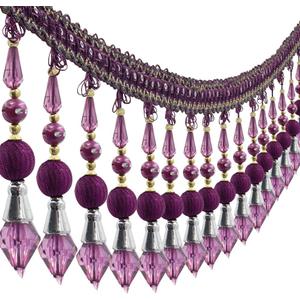 3yards Beading Fringe Trimming Long Beads Tassel Curtain Trim Ribbon Trim for Cover Edge Decorative (Purple)