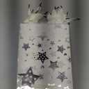 UNIQOOO 12Pcs Metallic Silver Christmas Gift Bags Bulk, M 9.25 x 7 Inch, Xmas Gift Wrap Bags Assorted, w/Snowflake, Bells Stars Ornaments, For Holidays Thanksgiving New Year Party Favor Packaging Bag