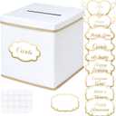 WERNNSAI Card Box for Wedding - 10 x 10 inch Oxford Cloth Large Box Slot with Cards Stickers for Wedding, Party, Birthday, Graduations,Baby Shower, Raffle (White)