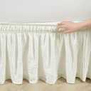 Lush Decor Ruched Ruffle Elastic Easy Wrap Around Bed Skirt Single Twin/Twin XL/Full Ivory - Twin Bed Skirt - Dust Ruffle - Cream Bedskirts