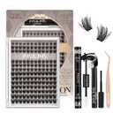 JMS&JMS Anime Fluffy Lash Clusters Kit Individual False Eyelashes Extension Kit, Manga Lashes Eyelash Clusters Kit with Lash Bond and Seal Eyelash Applictor Lash Remover (JMS06-CC-8-18Mix)