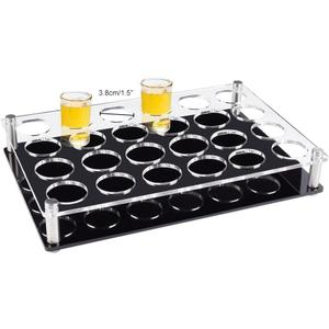 NBEADS 24 Shot Glass Tray Holder, Bar Acrylic Shot Glasses Holders Wine Glass Cup Serving Tray Cups Organizer Shot Glass Display Bar Accessories for Party, Bar, Club, Hole: 1.5"