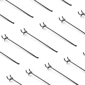HUHOLE 25 Pack Black Pegboard Hooks 10 Inch Heavy Duty Metal L-Hooks for 1/4" Peg Board Garage Tool Organizer, Retail Display & Craft Storage Hangers (30lbs Capacity)