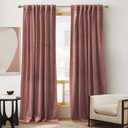RYB HOME Soft Velvet Curtain for Home Decoration, Room Darkening Window Curtains & Drapes Thermal Insluated Noise Reuding Vertical Shade for Sliding Door Home Office, W52 x L120 inch, Wild Rose, 2 Pcs