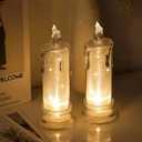 LED Clear Flamless Candle, Includes Battery, Set of 2, Glittery Finish, 2.7 in Height
