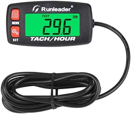 Runleader Gas Engine Hour Meter, Maintenance Tachometer for Riding Lawn Mower Tractor Generator Chainsaws Marine ATV Motorcycle Snowmobile Air Compressor(Red), Pack of 2