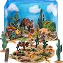 Soulchen 36 Pcs Desert Cardboard Diorama Box Kit 3D Desert Diorama Play Set Model Cactus Kit with Reptiles Camel Fennec Fox Lizard Snake Spiders for Birthday Gifts