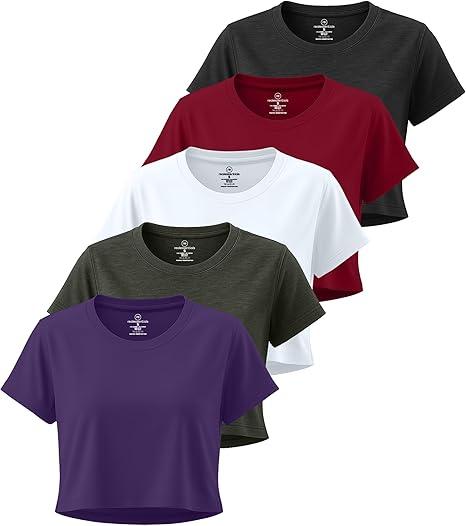 Real Essentials 3 Pack: Women's Dry Fit Crop Top - Short Sleeve Crew Neck Stretch Athletic Tee (Available in Plus Size) - Set 5, Meddium Real Essentials 3 Pack: Women's Dry Fit Crop Top - Short Sleeve Crew Neck Stretch Athletic Tee (Available in Plus Size) - Set 5, Meddium