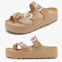 Womens Platform Sandals with Arch Support, Adjustable Buckle Beach Sandal Woman Comfort Lightweight Ultra Cushion EVA Slides, Size 10