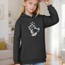 Cubear Girls Hoodie Sweatshirt Cute Long Sleeve Fleece Pullover Top with Pocket Graphic Print Soft Warm for Kids (Black, M)