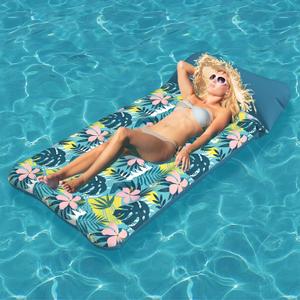HomeKaren Oversized Pool Float Lounge Fabric-Covered 73" x 39", Inflatable Tanning Pool floaties for Adults, Pool Raft Lounger and Pool rafts & Inflatable Ride-ons for Pool Party, sea, Beach, Lake