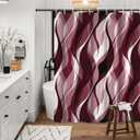 Burgundy Shower Curtain, Modern Abstract Ombre Burgundy Striped Shower Curtain Set for Bathroom Waterproof Shower Curtain with Hooks, 72x78 Inch