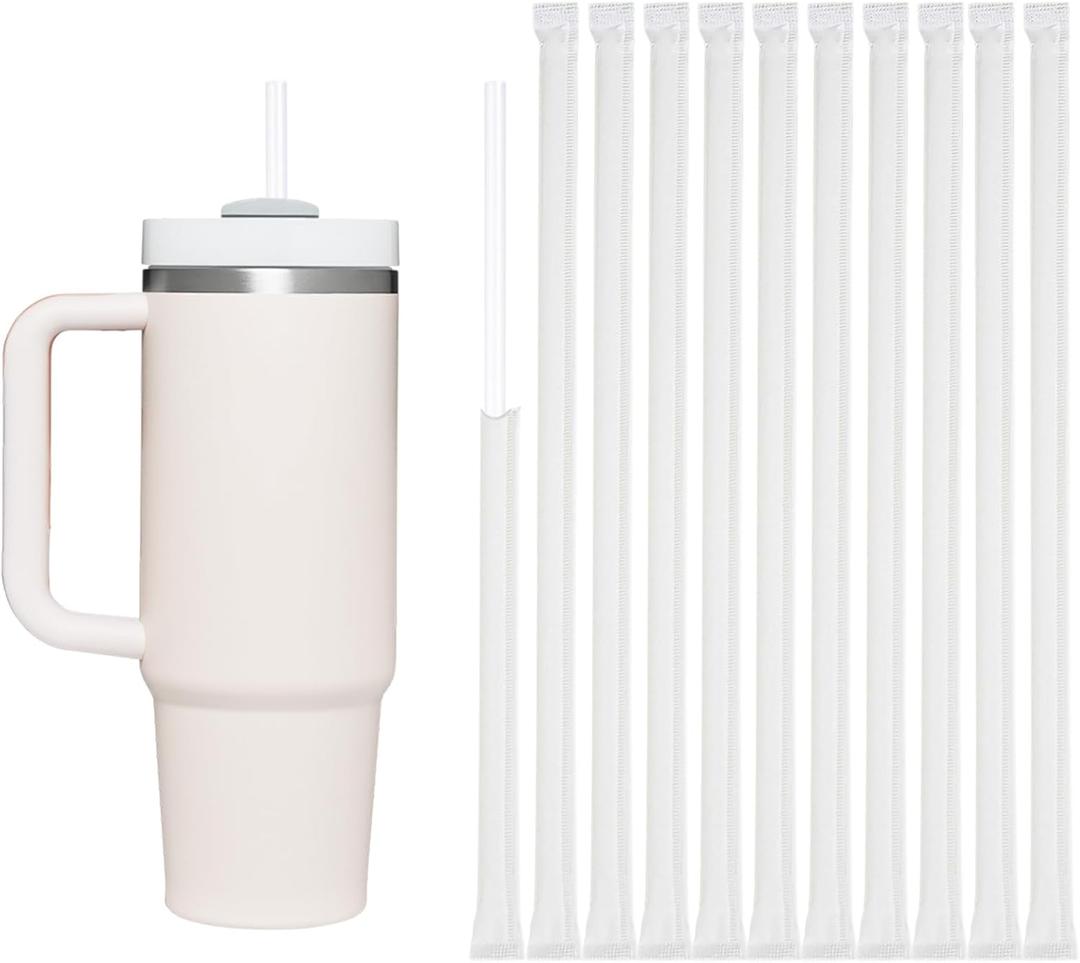 4 x 50PCS Disposable Straws for 40 OZ Tumbler, Extra Long Straws Disposable for Stanley Cup 30 Oz 40 Oz Tumbler, Individually Wrapped