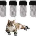 4 Pcs Cat Mittens to Prevent Scratching, Adjustable Shoes for Cats Paw Covers Booties Socks Paws Anti Scratch Non-Slip Mesh Breathable for Pet Kitten Bathing Feeding Cutting Nail Trimming(Gray)