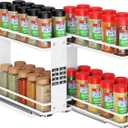 Nieifi Pull Out Spice Rack Organizer, 2 Tiers, White, Spice Organization for Cabinet, Height Adjustable, Easy to Install (2 Pack in Base(3.78''))