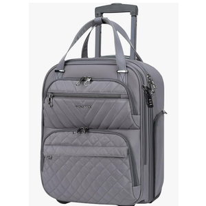 KROSER Carry On Underseat Multi-functional, 16-inch Underseater Lightweight Overnight Suitcase for Men Women, Grey