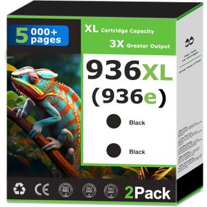 936XL 936e Black Ink Cartridges Compatible for HP 936 Black Ink Cartridges Combo Pack Work with OfficeJet Pro 9110 9110b 9120 9122 9125 9125e 9128 9128e 9130 Printer,Update with V19.8.1 Chip (2 Pack)