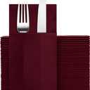 Dark Burgundy Napkins Hand Towels Disposable, Linen Feel Dinner Napkins with Prefolded Built-in Flatware Pocket, Guest Paper Hand Towels For Wedding, Dinner Or Party (16x16in, 50Pack
